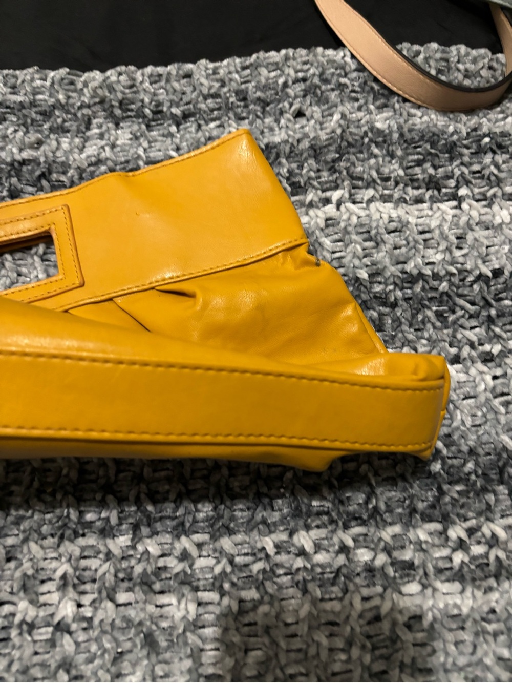 Chateau Mustard Yellow Leather Clutch